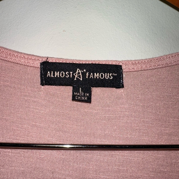 Women's Almost Famous light Pink Blouse Size L buttons - Picture 2 of 6